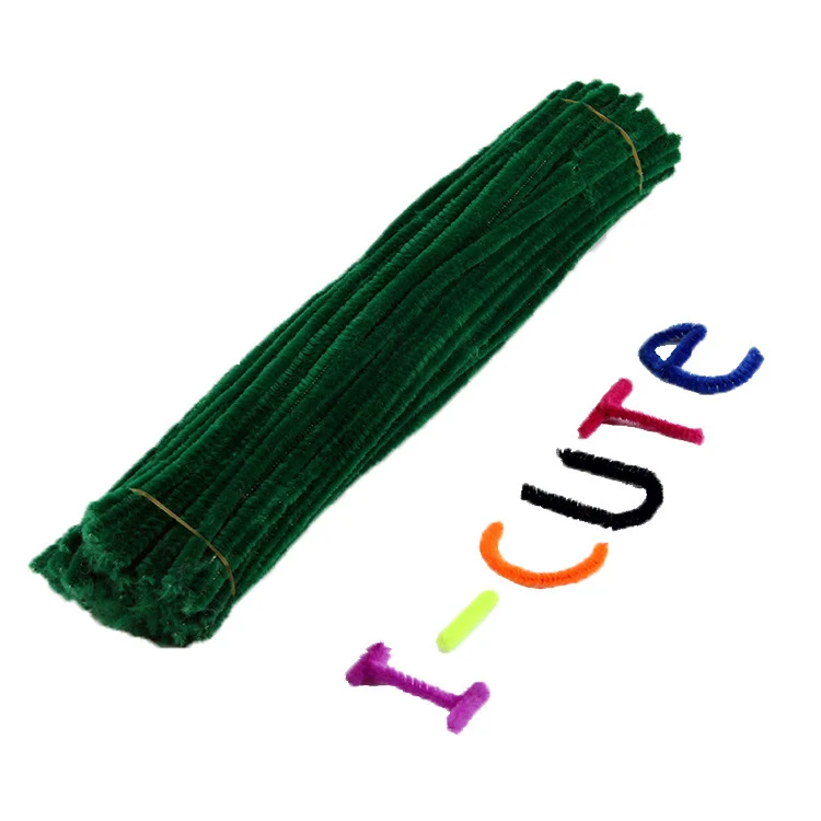 dark green 100 шт шенилловые Стебли трубы креативные плюшевые палочки детские развивающие игрушки ручной работы художественные DIY материалы для рукоделия развивающие игрушки - Цвет: dark green