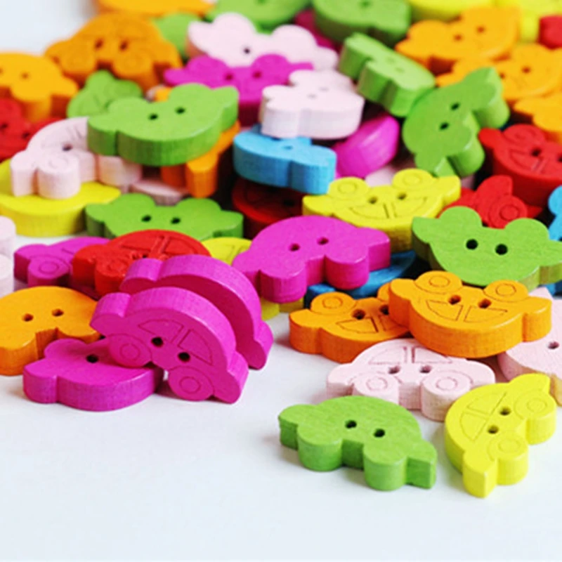 Милые вещи резьба по дереву швейная деревянная кнопка автомобиль смешанный цвет