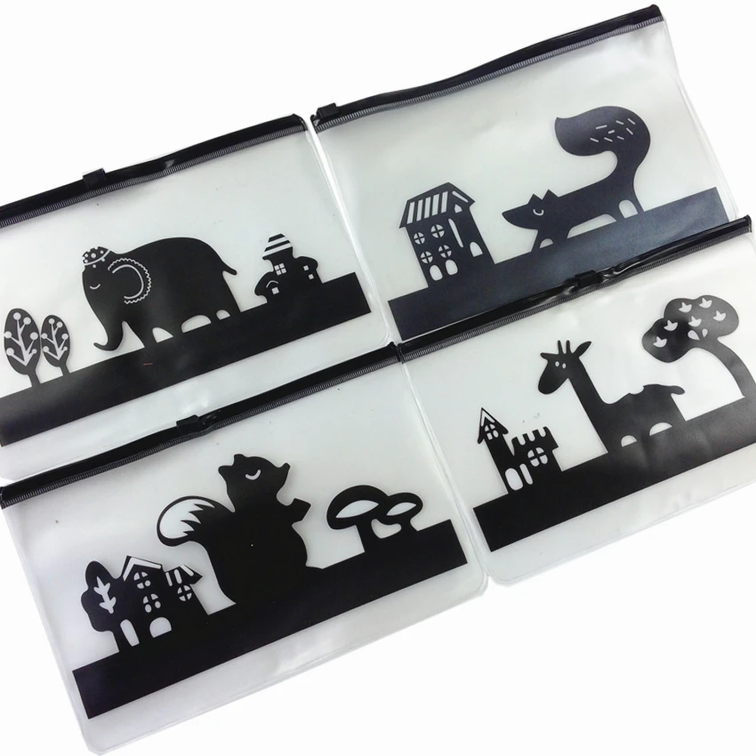 1 шт./лот Новая прозрачная матовая сумка с животными студенческий пенал на молнии