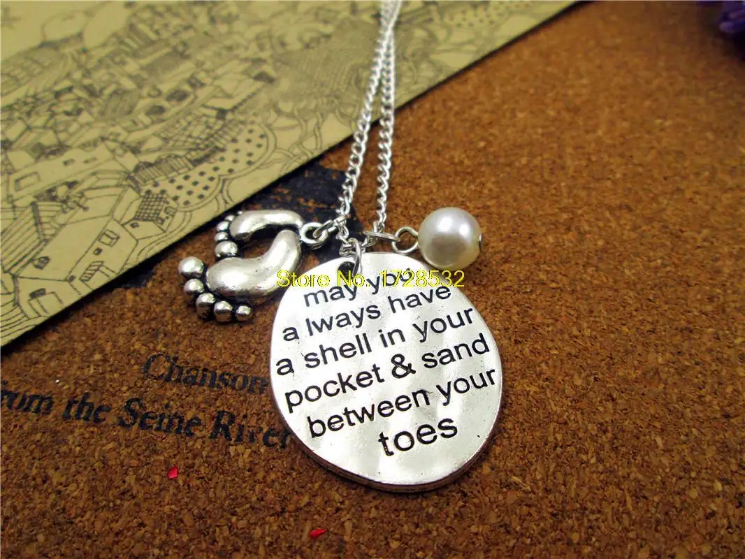 

Модное ожерелье-ракушка в кармане, старинные серебряные ножки матери и ребенка, ожерелье с бусинами