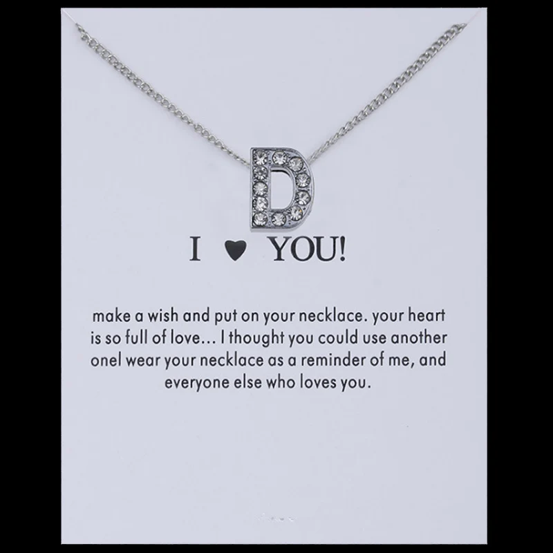 LNRRABC 26 Letters Jam Chain Love Alloy Crystal Women Simple Fashion Shine Rhinestone Necklace Silver 1PC New Charm Jewelry Gift | Украшения