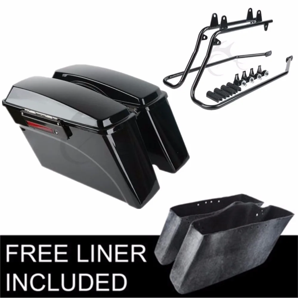 Motorcycle Vivid Black Hard SaddleBag Conversion Brackets For Harley Softail Fat Boy 1986-2013 2012 |