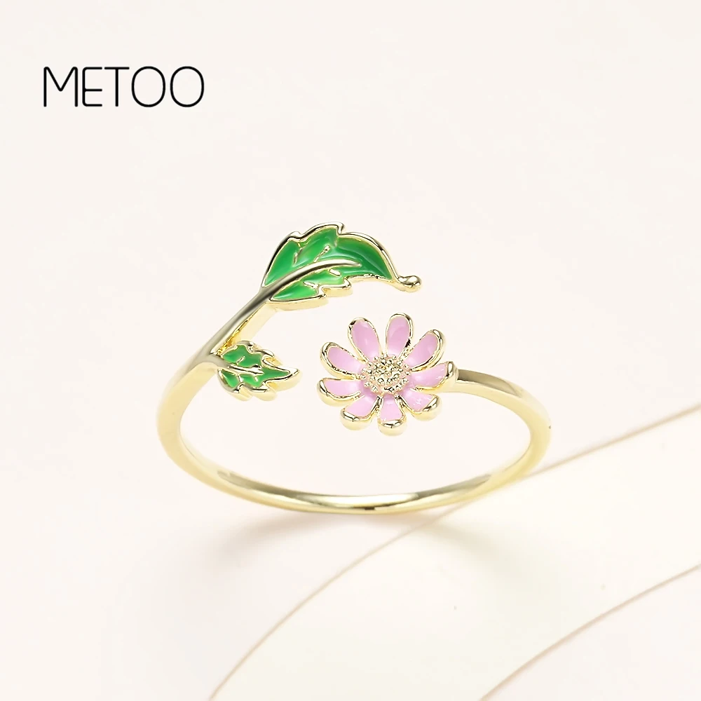 METOO/2 шт. розовые и красные кольца с цветком кольцо Подсолнух в форме листка