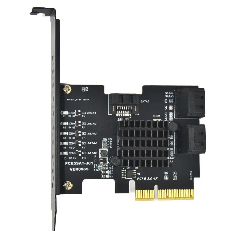 Плата расширения PCI Express/PCI E/PCIE/PCI E SATA 3 PCIE контроллер 6 Гбит/с 5 портовые карты 0 X4