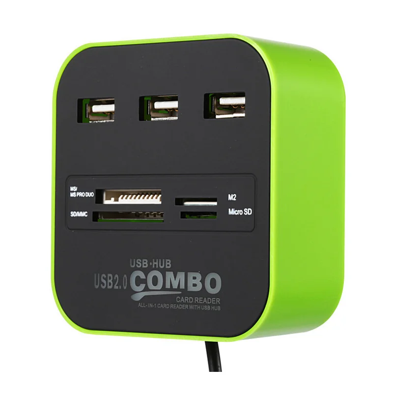Rosinop мульти usb-хаб 2,0 3 порта usb-хаб кард-ридер SD TF M2 все в одном хаб USB разветвитель для ноутбука компьютера ПК Аксессуары - Цвет: green