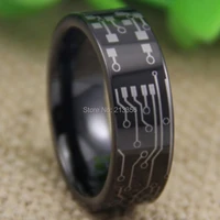 cheap price free shipping usa uk canada russia hot selling 8mm circuit board design black pipe mens lord tungsten wedding ring