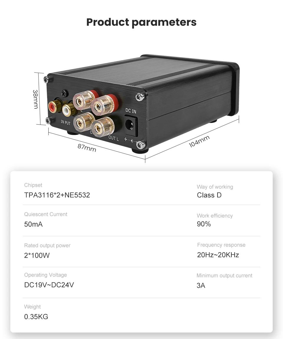 AIYIMA 100 Вт* 2 мини Hi-Fi TPA3116 2,0 канальный усилитель мощности Цифровой усилитель аудио стерео музыкальный усилитель класса D усилитель звука