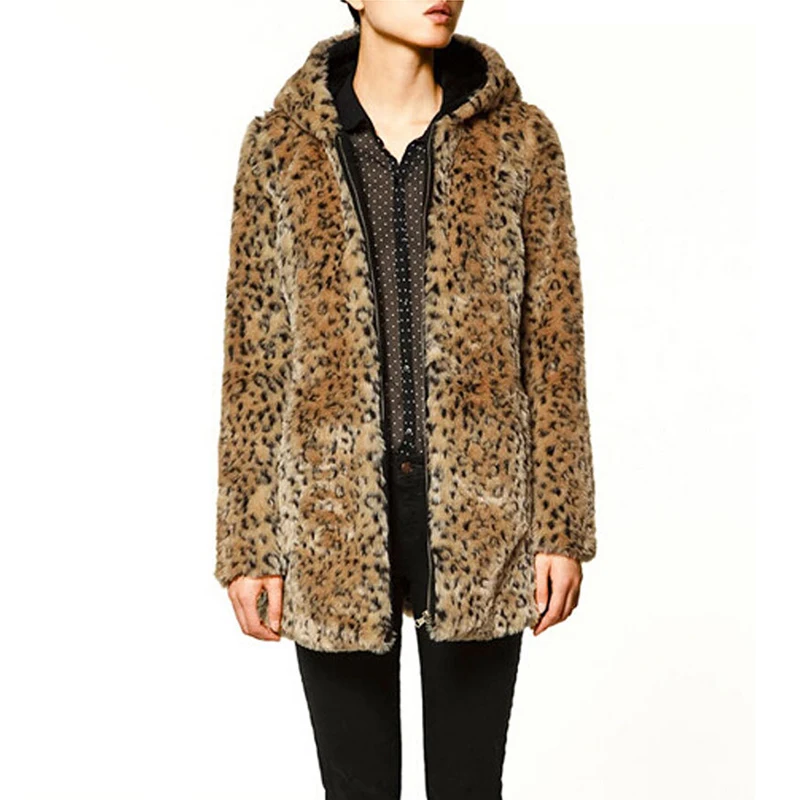 2019 Winter Women Leopard Coat Fur Domineering Feral Faux Coats Fashion Warm Outwear Casaco De Pele PC185 | Женская одежда