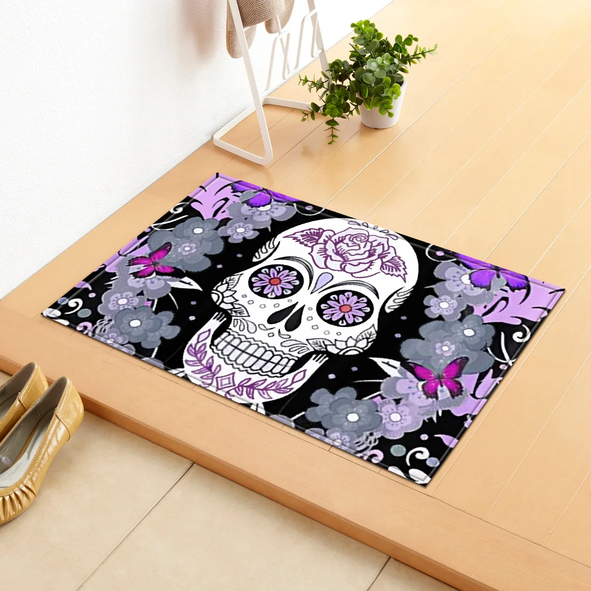 Zeegle Skull Printed Doormat Office Chair Floor Mats Hallway Rugs Anti-slip Bathroom Mats Kitchen Carpet Bedroom Bedside Rugs