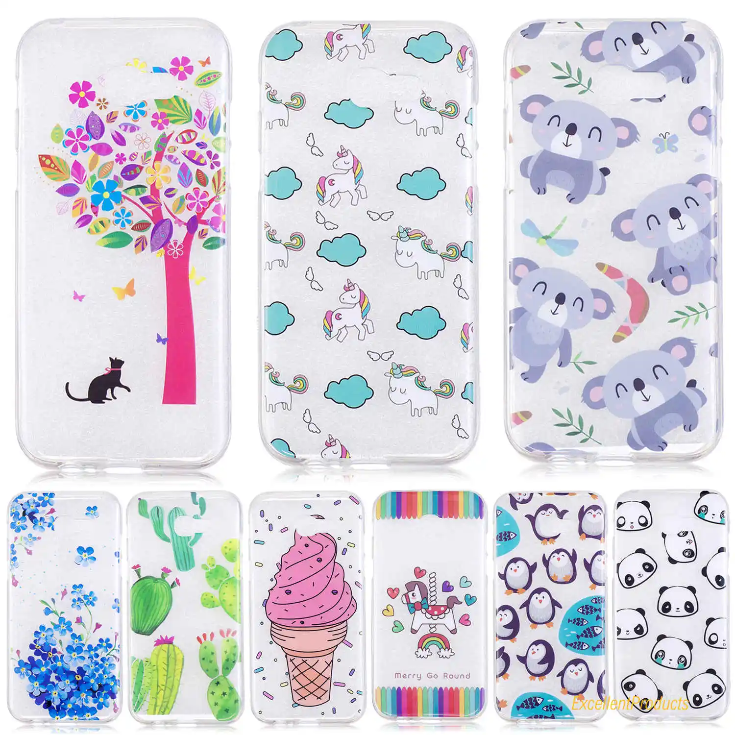 Cat cactus horse panda Ice cream IMD Painting Soft TPU Stand Cover Case For Samsung A3 2017 phone phoen case |