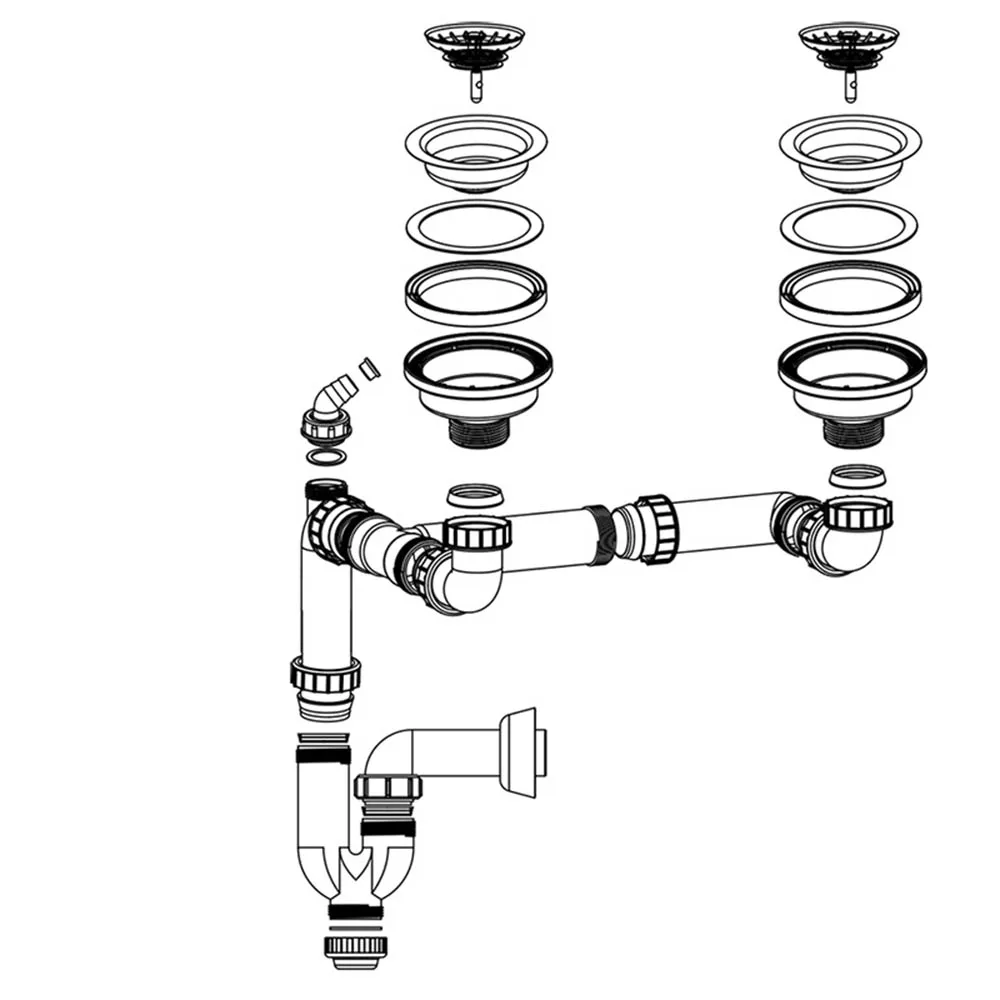 Двойной слив для раковины Talea сливная труба дренажная система в задней части