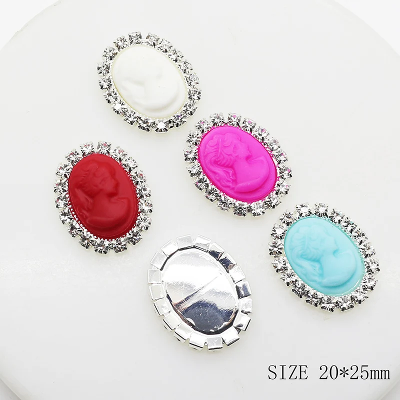 10 шт./партия серебро 20*25 мм винтажная Красивая головка стразы пуговицы для