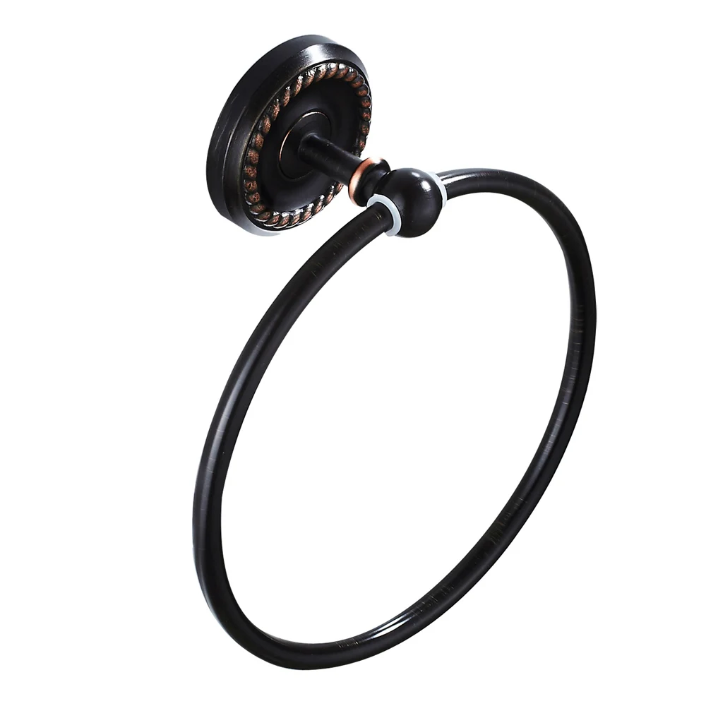 towel ring Leyden набор аксессуаров для ванной комнаты Латунное черное кольцо для полотенец держатель для туалетной бумаги держатель для зубной щетки вешалка для полотенец Держатель для ванной аппаратные комплекты - Цвет: towel ring