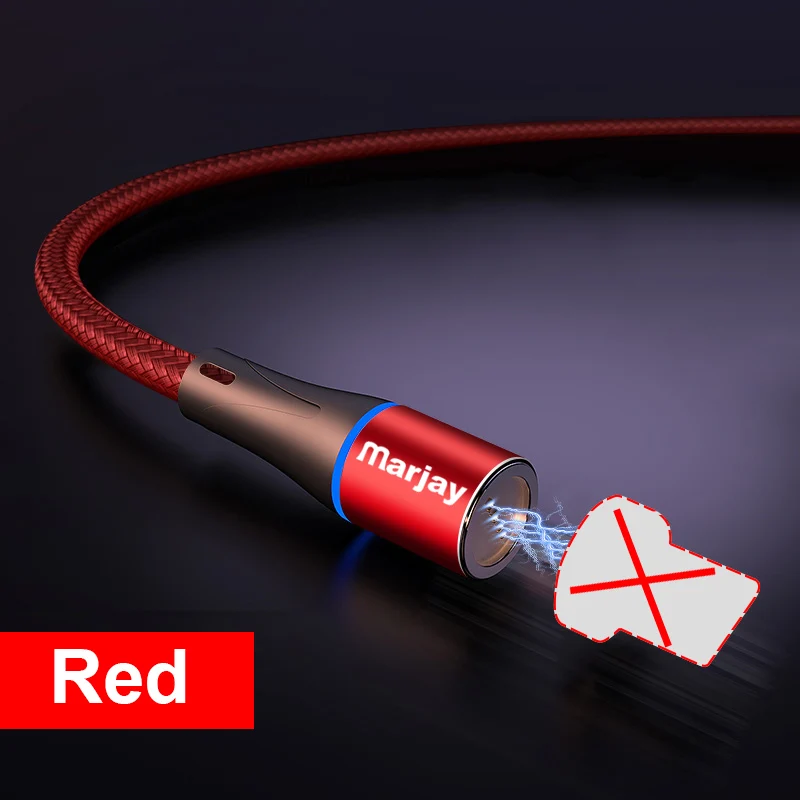 Marjay 2 м Магнитный кабель usb type C кабель для iPhone зарядное устройство 3A Магнитный зарядный Micro USB кабель и USB C кабель провод для samsung - Цвет: Red Cable no plug