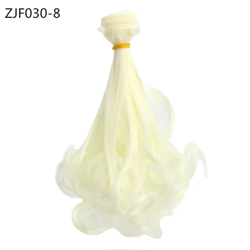 ZJF030 Парик для рукоделия, высокая температура, 15*100 см, золотой, белый, коричневый, оранжевый, черный, хаки, серый материал, вьющиеся волосы, парики, аксессуары для куклы BJD - Цвет: ZJF030