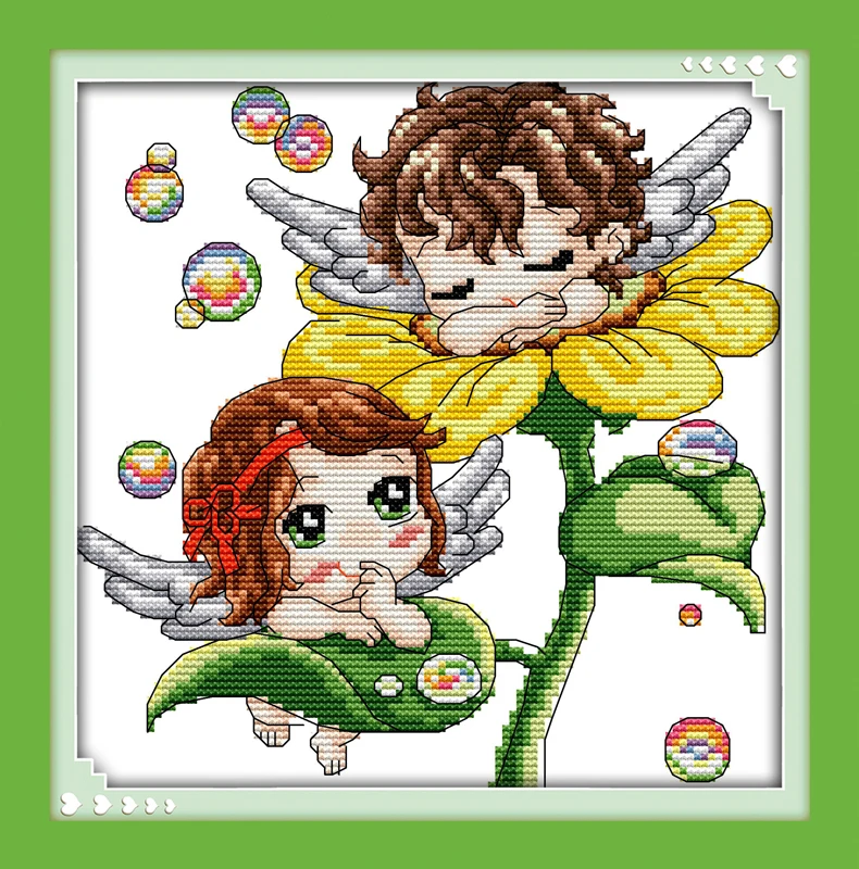 

Sunflower angel (2) cross stitch kit cartoon 14ct 11ct count printed canvas stitches embroidery DIY handmade needlework plus