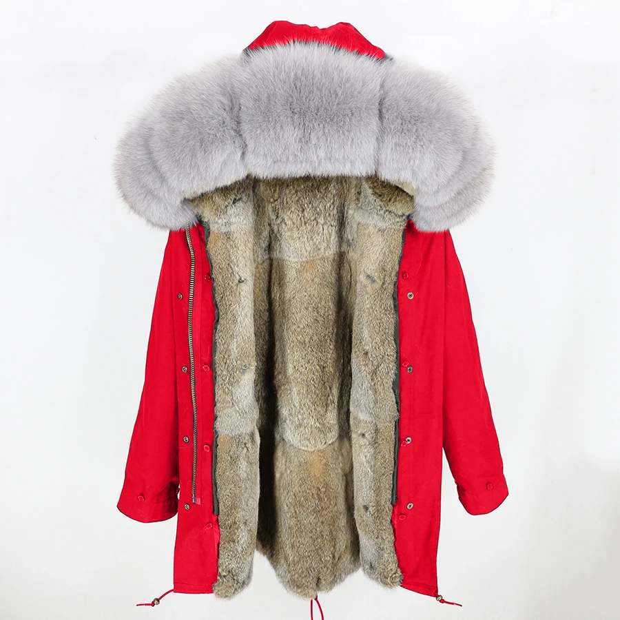 11 OFTBUY длинная парка с воротником из натурального Лисьего меха, зимняя женская куртка с подкладкой из натурального кроличьего меха, пальто из натурального меха, уличная одежда, новинка - Цвет: 11