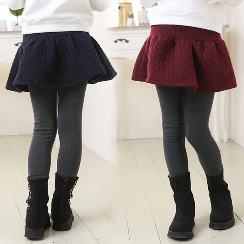 Для маленьких девочек для разного возраста леггинсы юбка брюки Детские Теплые