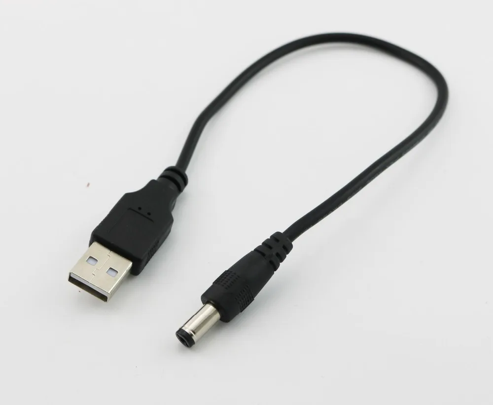 

1 шт. USB 2,0 Тип A штекер к DC 5,5 мм/2,1 мм 5 вольт блок питания постоянного тока адаптер для зарядки соединительный кабель 25 см
