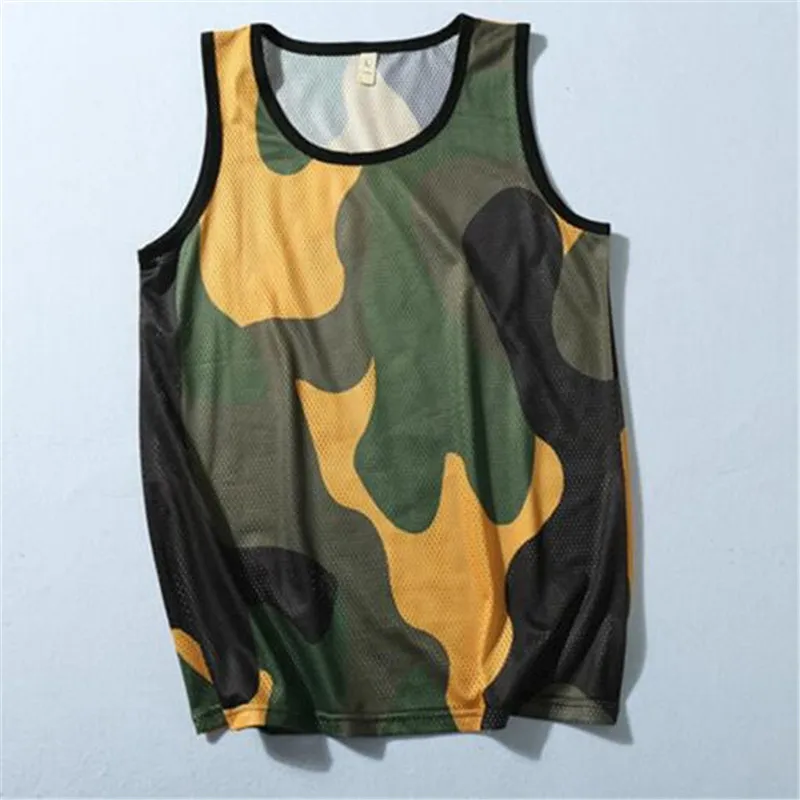 Мужская майка с дышащей сеткой Повседневная Облегающая без рукавов камуфляжный