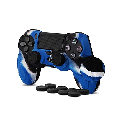 5281MBU Высокое качество чехол для PS4 с 8 шт. Stick Thumb ручки анти скольжения силиконовые сцепление чехол для Playstation 4 DualShock4 контроллер - Цвет: 5281MBU