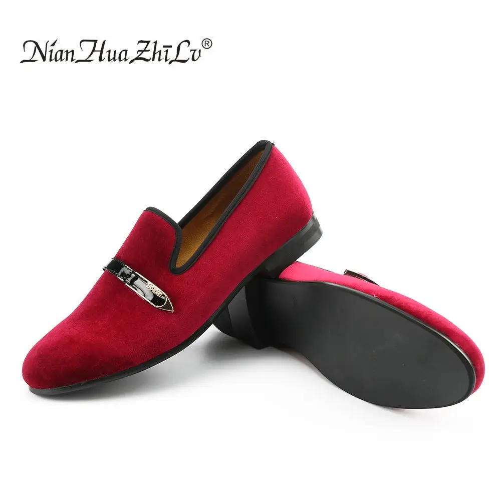 New fashion red shoes men velvet loafers Breathable Men's party and Wedding Shoes italian men's dress handmade | Обувь