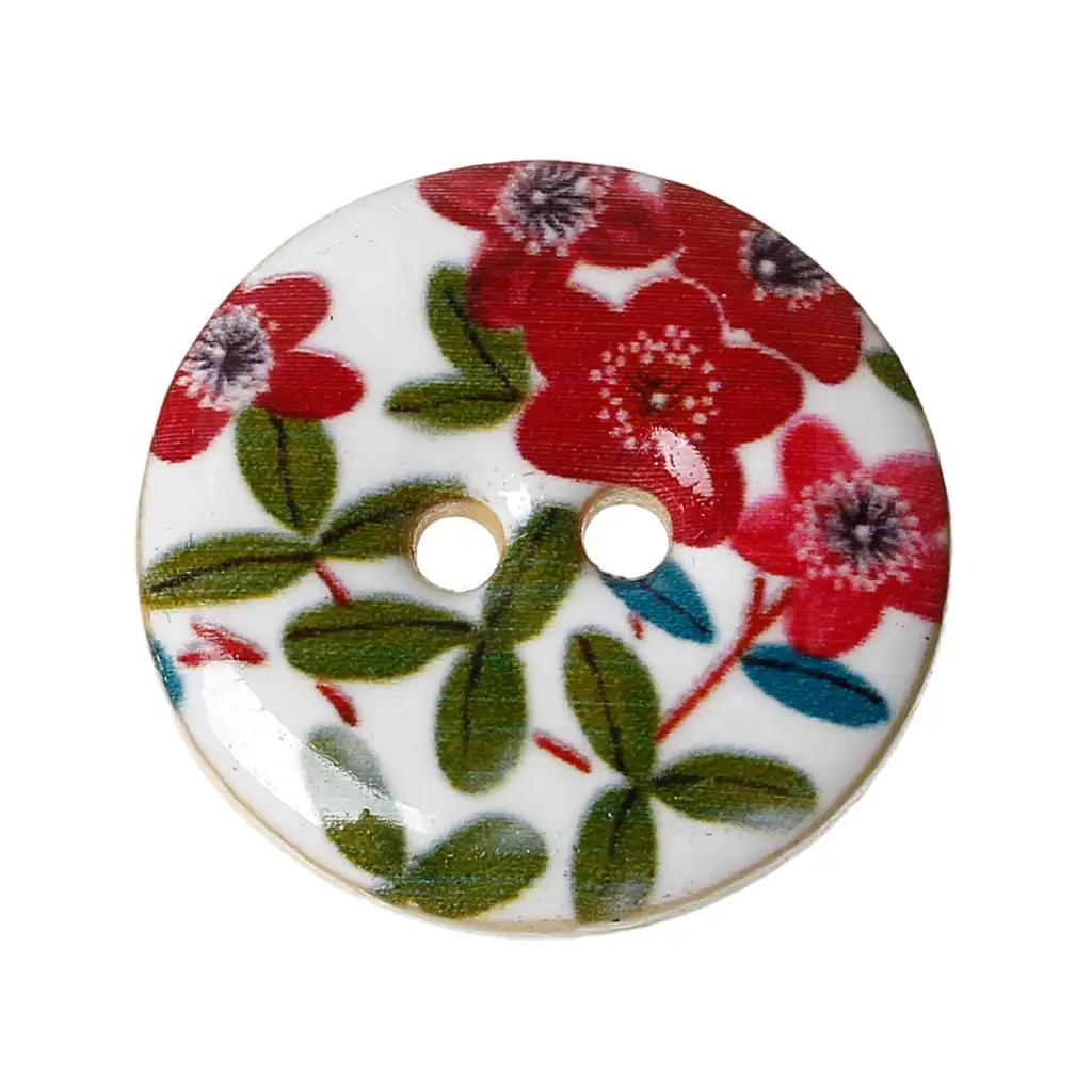 DoreenBeads деревянная швейная Кнопка Скрапбукинг Круглый красный 2 отверстия
