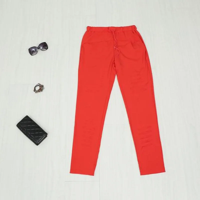 Женские рваные джинсы с высокой талией эластичные черные обтягивающие брюки