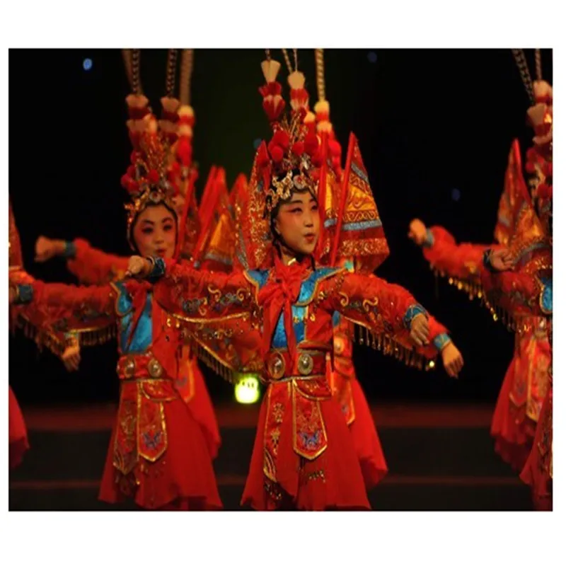 Танцевальный костюм для детей Пекинская опера драма костюмы Мулан группа