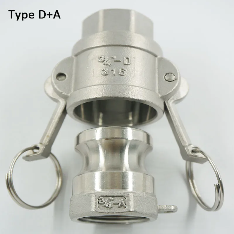 

1/2" to 2" Type D+A SS304 Female Coupler Adapter Stianless Steel Quick Camlock Disconnection Coupling BSPT Female thread