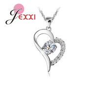 romantic 925 sterling silver heart charms pendant necklace cubic zircon mosaic women party birthday lovely jewelry accessory