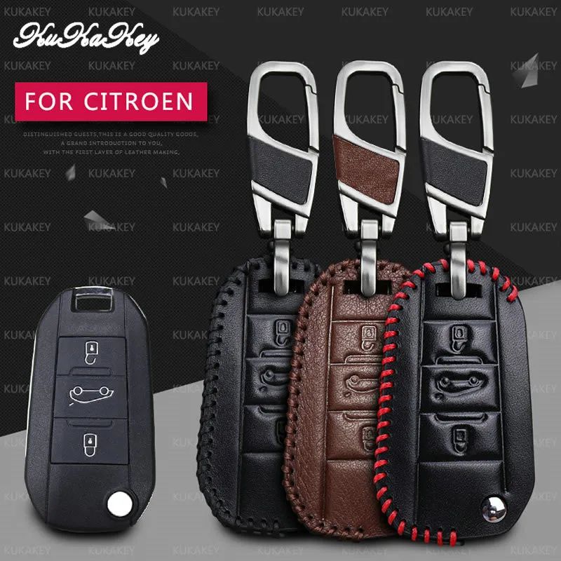 Чехол для автомобильного ключа KUKAKEY из натуральной кожи Citroen Triunph Sega CACTUS C5 C3 C4L AIRCORSS
