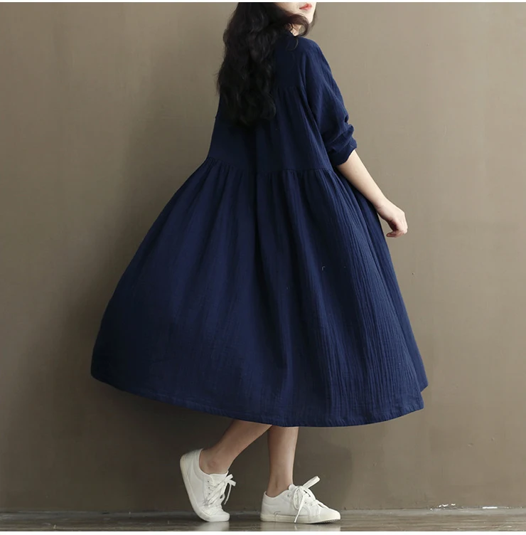 Новый размера плюс летнее платье 2021 vestidos из смеси хлопка и льна тканевый
