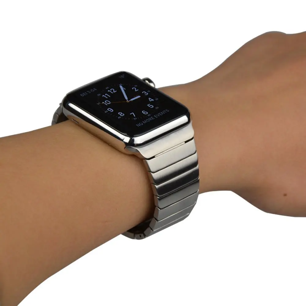 Высочайшее качество черный серебристый цвет ссылка браслет для Apple Watch группа 42
