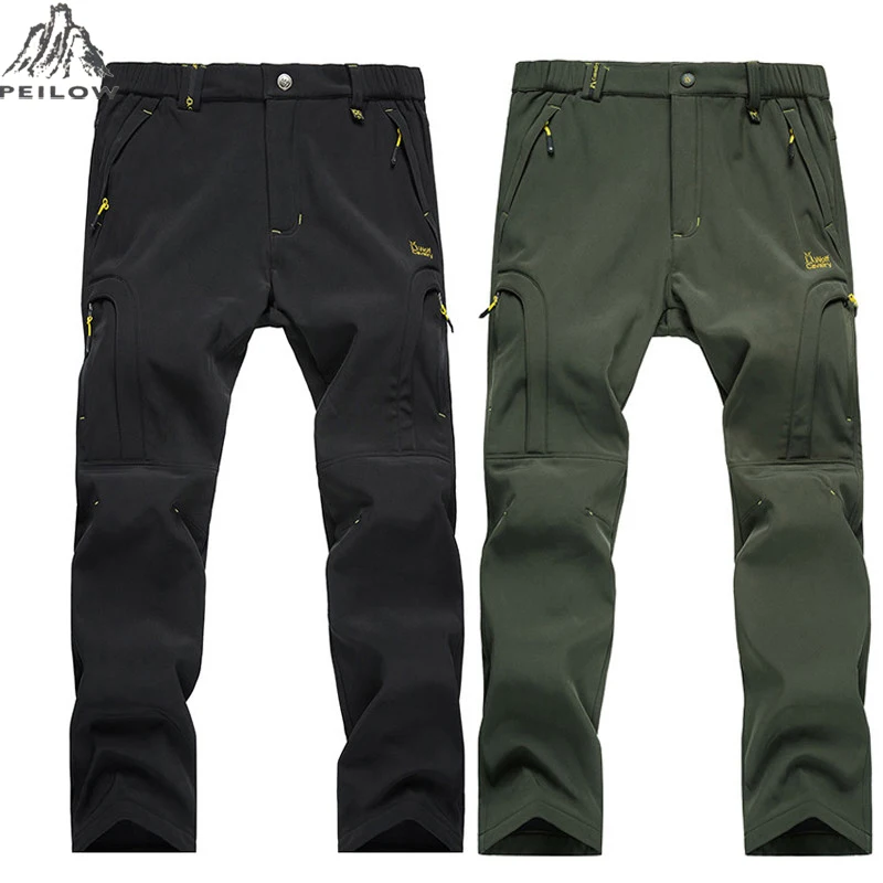 

PEILOW Shark Skin Softshell Outwear Tactical Pants Men women Winter Waterproof Thermal Camo Fleece Pants brand male Trousers