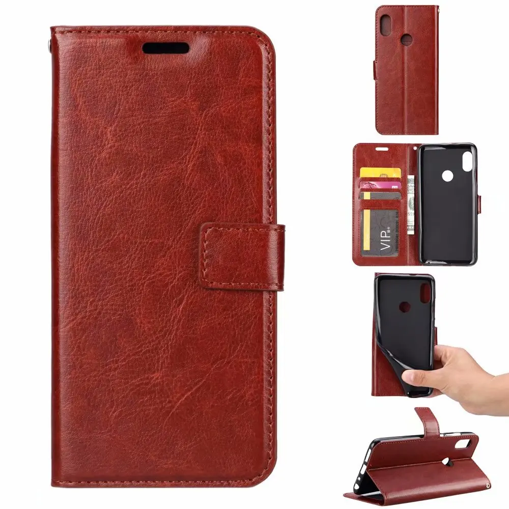 

10pcs/lot For Redmi 6 pro 6A Crazy horse wallet leather PU TPU phone cover Case For redmi note 5A 5 plus note 5 pro