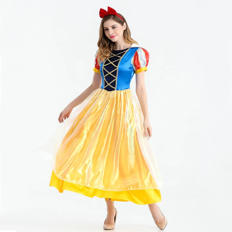 

Free shipping Christmas halloween adult snow white Europe and America fairy tale princess party uniform costume dress for women