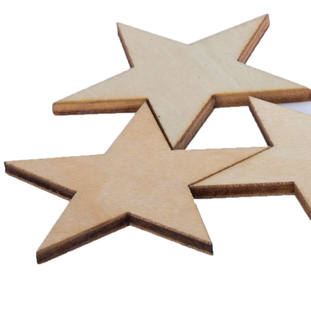 Wooden Stars Shapes Blank Embellishments Craft DIY Scrapbooking Decor For Home Wedding Party Supplies | Дом и сад