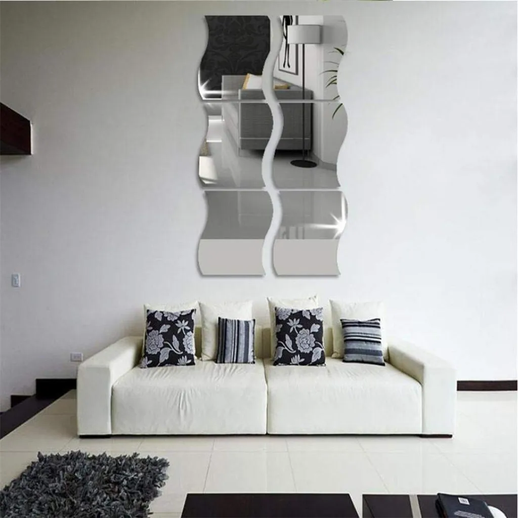 3d Wall Stickers 1 Set Mirror Home Decoration DIY Art Wave Bedroom Furniture | Дом и сад
