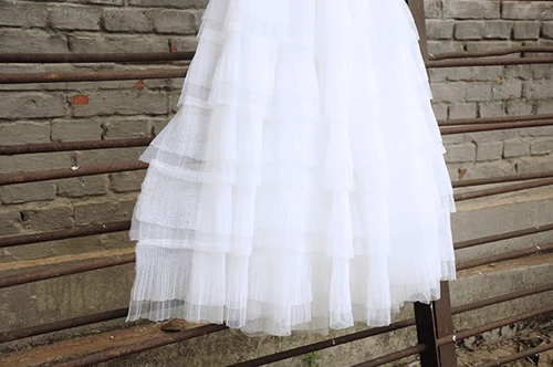 2 метра Белый Черный гофрированный Тюль Кружево плиссированное платье с пачкой из сетки ткань Многослойные гофрированные сетки кукла платье ткань свадебные декорации - Цвет: white
