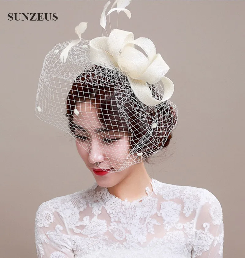 

Hot Sale Ivory Vintage Wedding Hat Western Country Style Hand-made Bridal Head Accessories SQ002