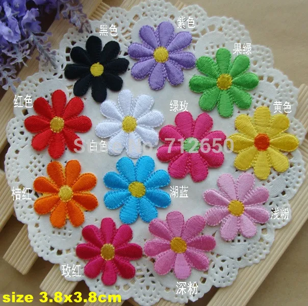 

Новое поступление, 10 шт., 12 цветов, цветочные вышитые патчи, железная искусственная аппликация