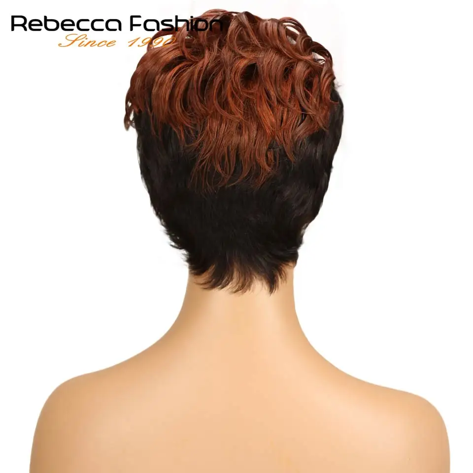 Короткие вьющиеся волосы Ребекка Омбре в сборе парик перуанские натуральные