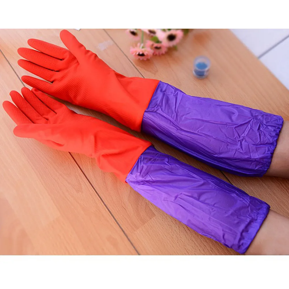 A New Special 1 Pair Household Waterproof Washing Up Long Sleeve Kitchen Dishes Cleaning vegetable rub fruit skin scraping 19JUN19 - Цвет: A