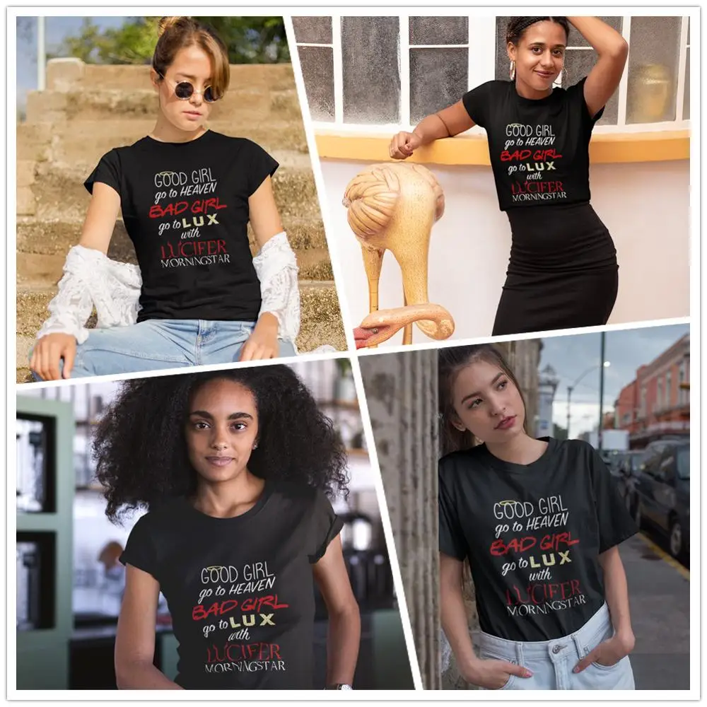 Lucifer T-Shirt Go to Lux with Lucifer T Shirt Short-Sleeve Plus Size Women Tshirt White New Fashion Casual Ladies Tee Shirt image 2