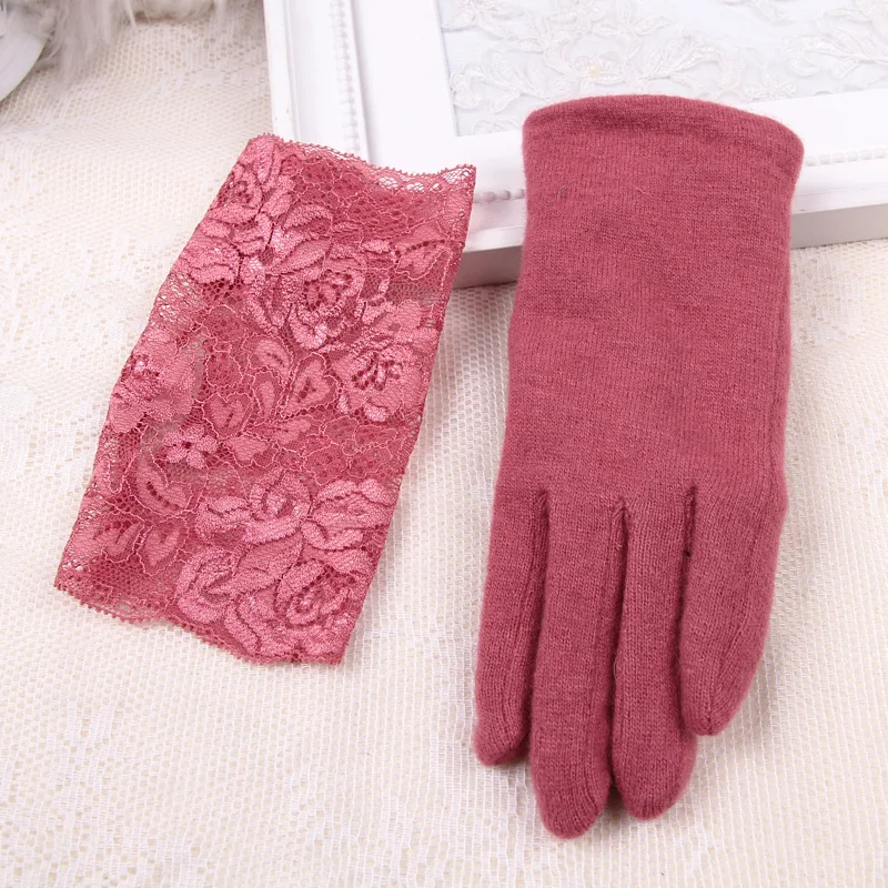 2017 New autumn winter women thick rose soft lining touch screen wool ladies driving warm gloves mittens | Аксессуары для одежды