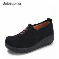 dobeyping spring autumn women shoes cow suede leather womans flats thick sole female loafers casual platform ladies sneakers