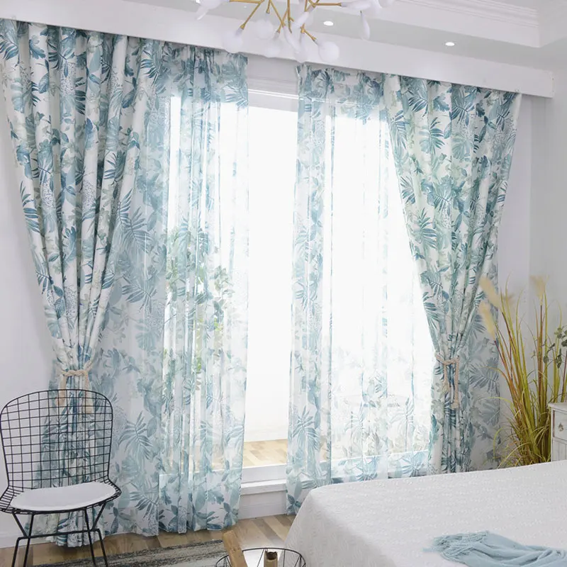 Небесно Голубой летний цветочный занавес современный пасторальный принт