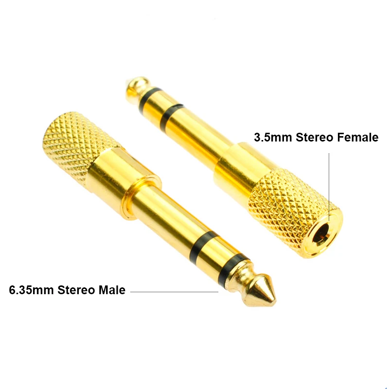 Новинка позолоченный аудиоадаптер для наушников со штекером 6 35 мм и 1/4 гнездом 3 5