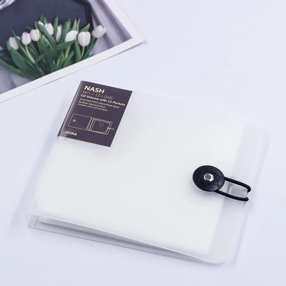 1pc 12 Disc Bag CD Cover Cases with Button Closure DVD Organizer PP Storage Protector Holder Korea Carry Case Stationary | Канцтовары